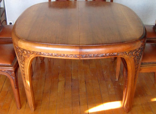 антикварный овальный стол ар-деко из ореха, 20 век