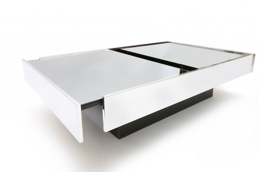 старинный кофейный стол из металла с хромом, 20 век